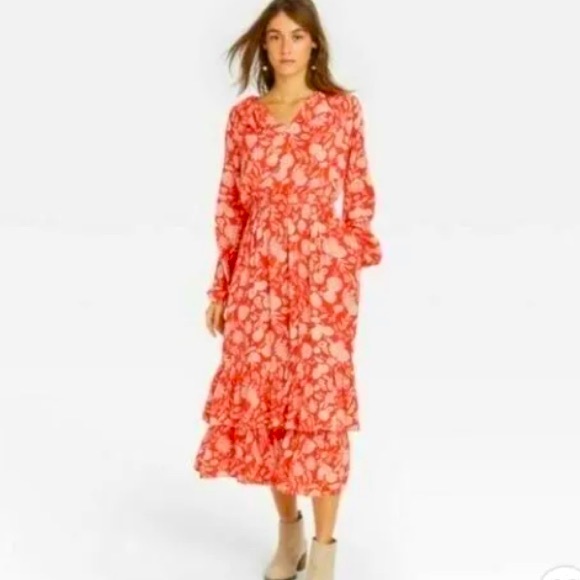 NWOT Universal Thread Floral Long Sleeve Ruffle Maxi Dress Size XS - Picture 1 of 15